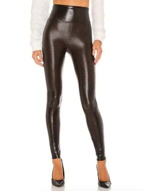 Spanx Faux Leather Croc Shine Leggings size XS